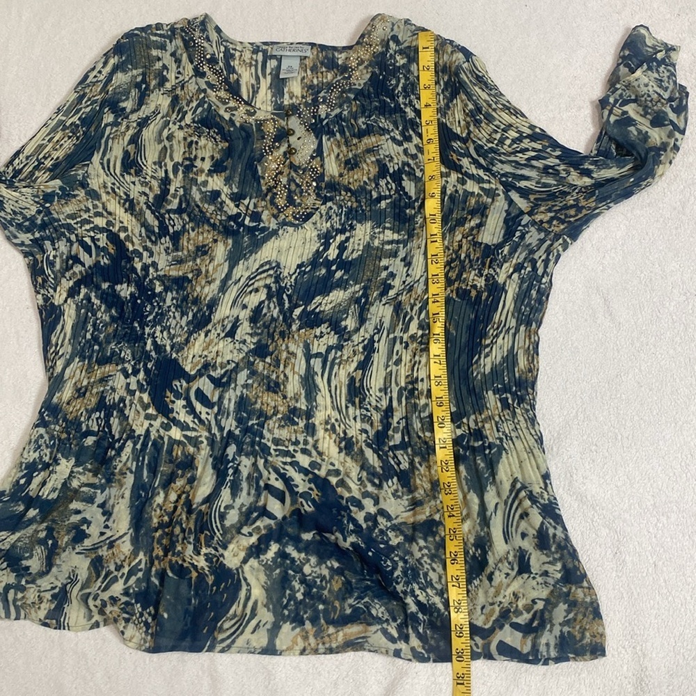 Catherines Artistic‎ Blue and Tan Blouse Size 2X - Picture 3 of 6